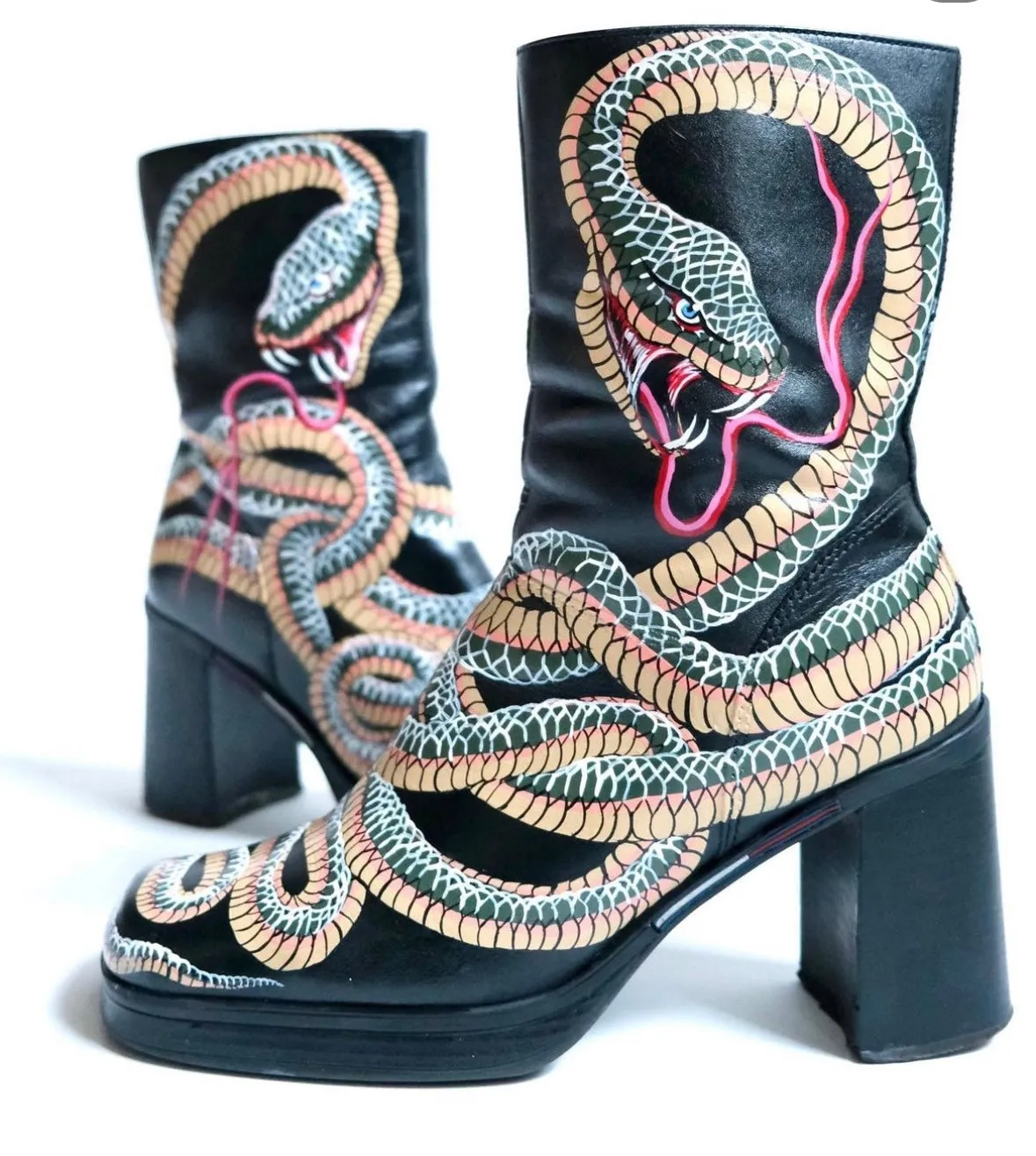 Custom Hand Painted Snake Boots