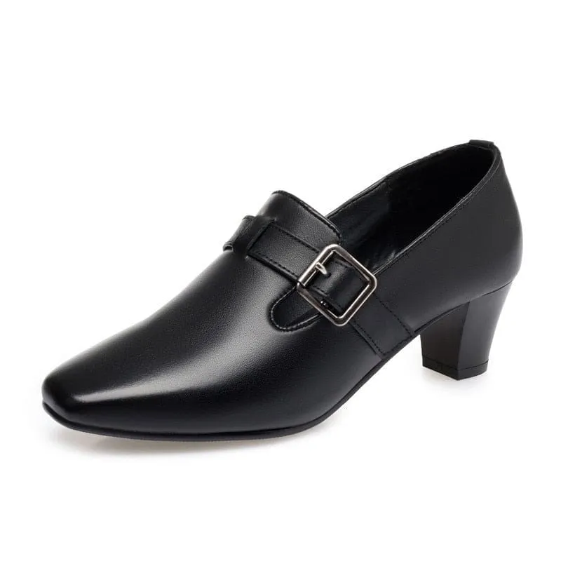 Genuine Leather Square Toe Causal Women Shoes