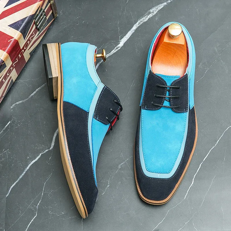 Mens Derby Shoes  Leather & Suede  Lace-Up  Low Heel  Smart Casual Dress Style