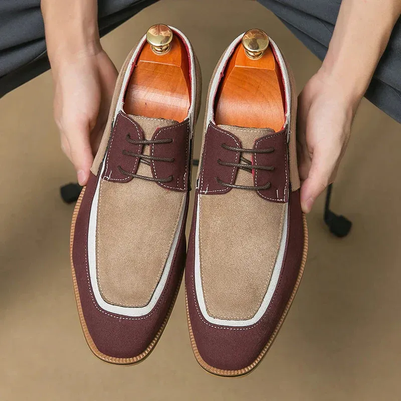 Mens Derby Shoes  Leather & Suede  Lace-Up  Low Heel  Smart Casual Dress Style