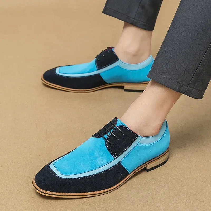 Mens Derby Shoes  Leather & Suede  Lace-Up  Low Heel  Smart Casual Dress Style