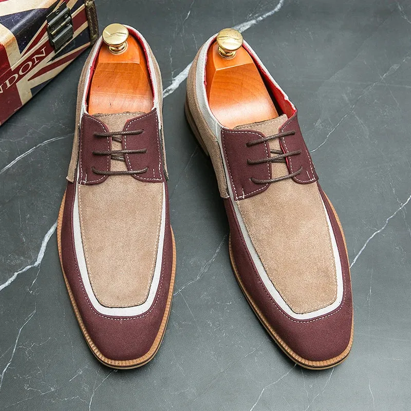 Mens Derby Shoes  Leather & Suede  Lace-Up  Low Heel  Smart Casual Dress Style