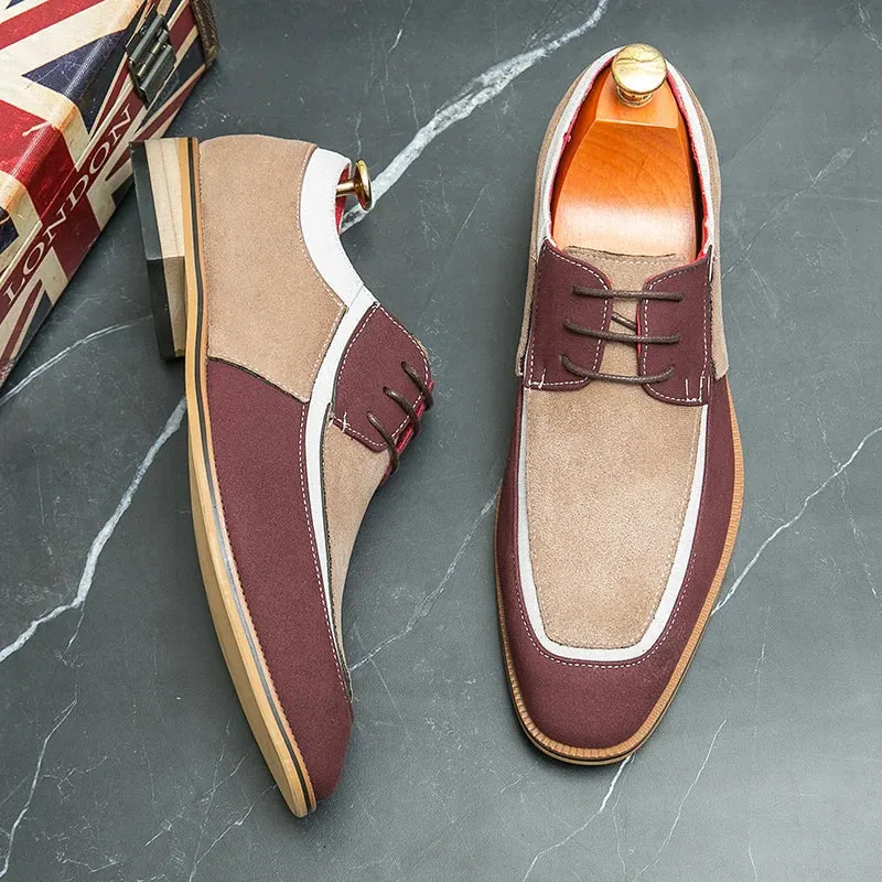 Mens Derby Shoes  Leather & Suede  Lace-Up  Low Heel  Smart Casual Dress Style