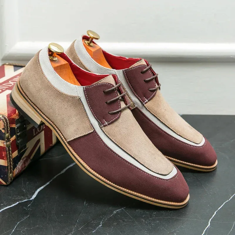 Mens Derby Shoes  Leather & Suede  Lace-Up  Low Heel  Smart Casual Dress Style