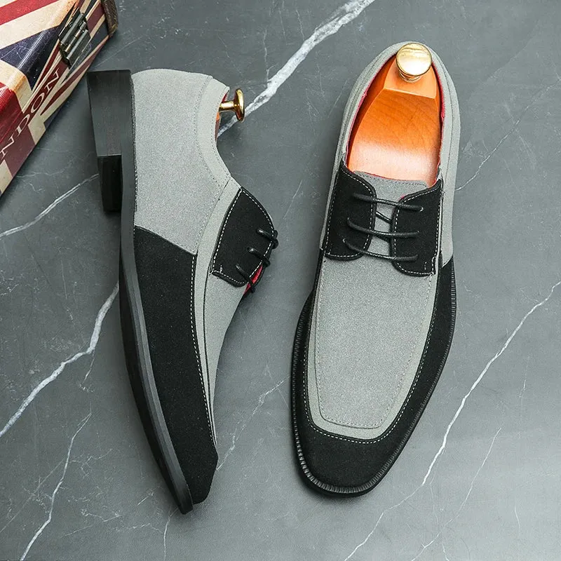 Mens Derby Shoes  Leather & Suede  Lace-Up  Low Heel  Smart Casual Dress Style