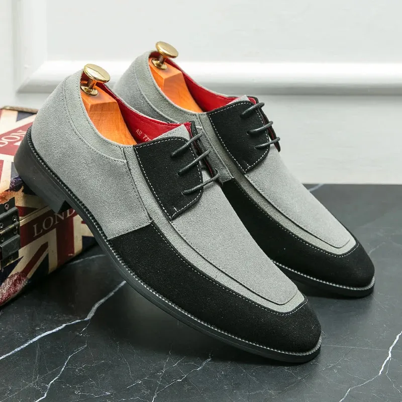 Mens Derby Shoes  Leather & Suede  Lace-Up  Low Heel  Smart Casual Dress Style